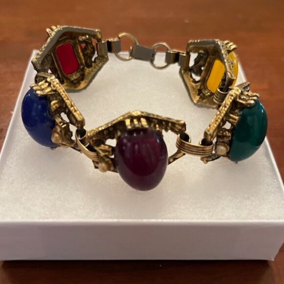 Vintage Gold-tone Multi-stone Bracelet - Picture 3 of 13